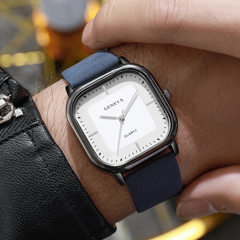 세련된 클래식 사각형 다이얼 남성용 시계 심플한 쿼츠  - Leather Watch Band Men 리뷰 및 가격